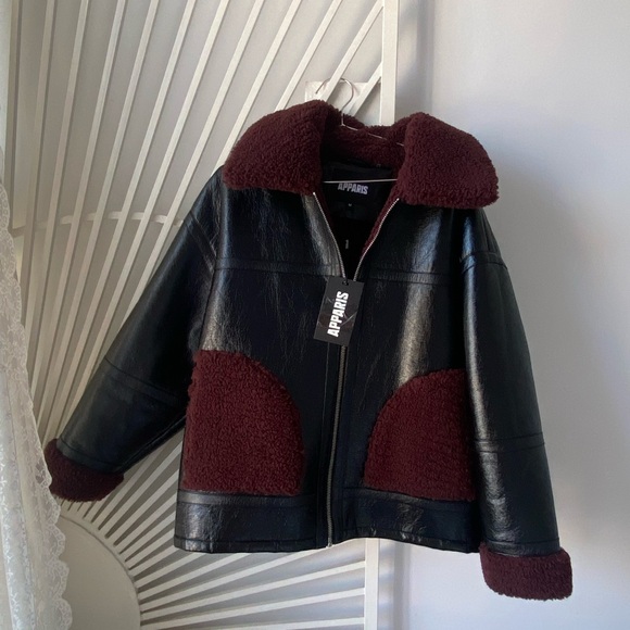 NWT Apparis Catalina Jacket Noir and Burgundy size Medium. Originally $575 - Picture 4 of 10